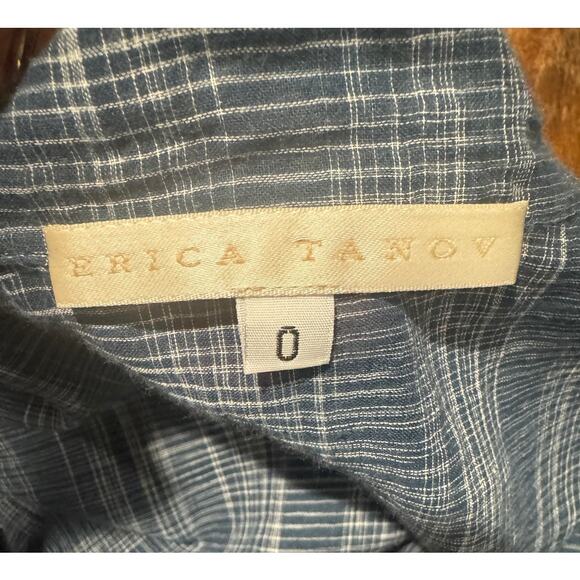 Erica Tanov Blue Plaid Cotton Tunic Shirt – Size 0 - Picture 5 of 7